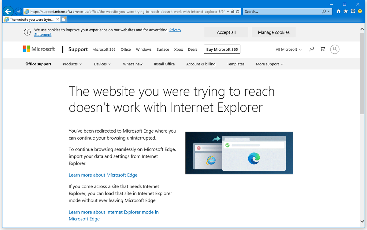 微软强制退休IE浏览器：部分网址只能用Edge打开的照片 - 2
